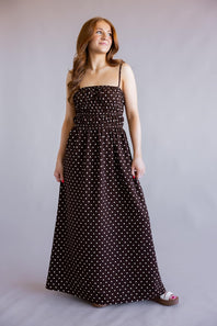 ACOA Polka Dot Midi Dress for Women in Brown