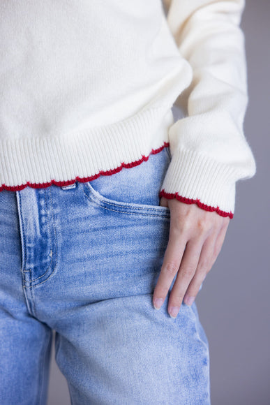 Red Chili Pepper Sweater for Women in Ivory