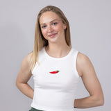 Beaded Chili Pepper Tank Top for Women in White