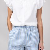Plaid Boxer Lounge Shorts for Women in Blue