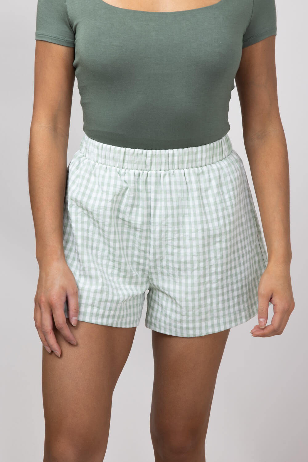 ショートパンツ [media82] Lamb Boxer short Plaid Boxer Lounge Shorts for Women in Green | PSP1142-GREEN