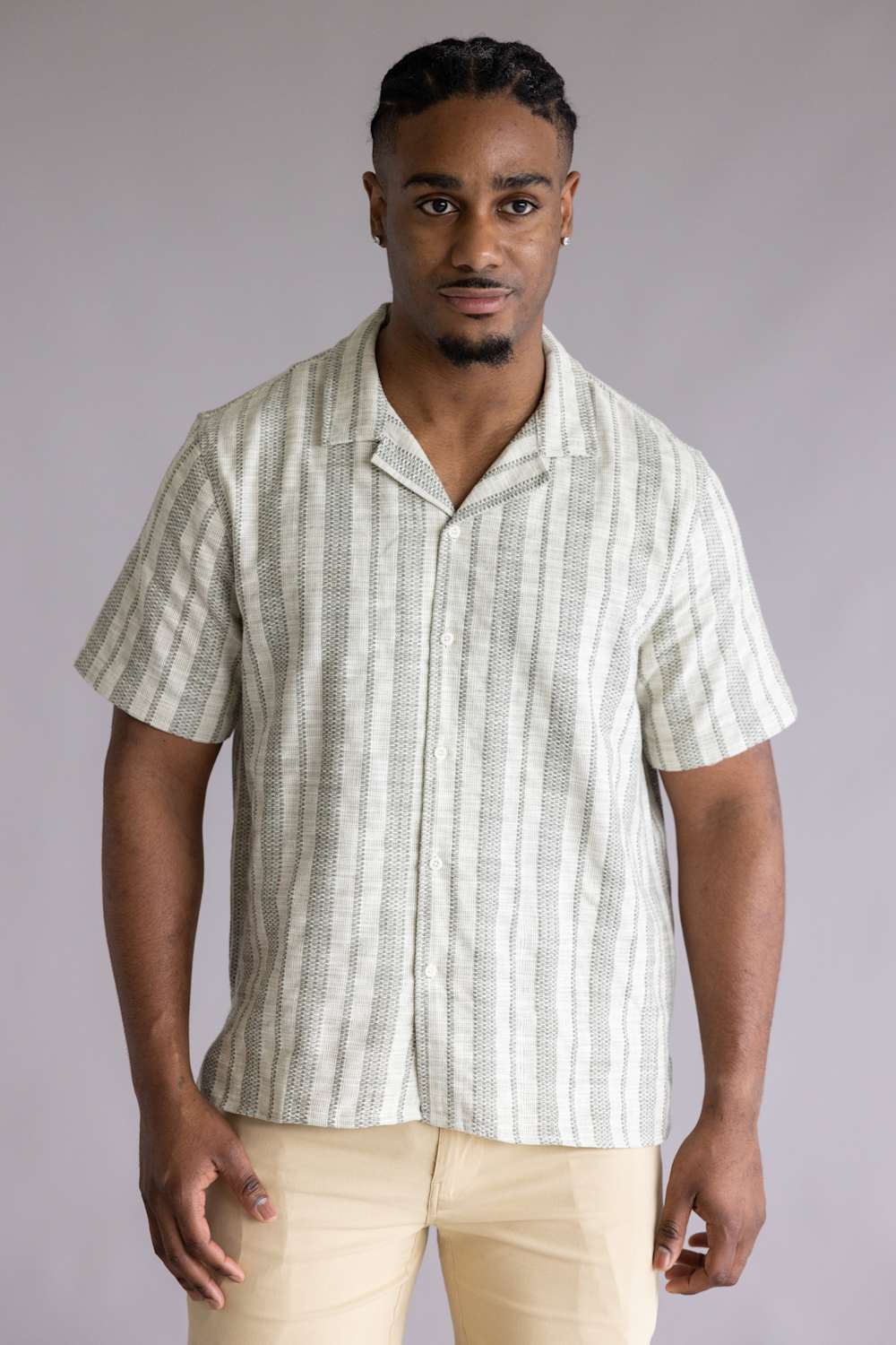 Woven Resort Button Up Shirt for Men in Sage at Glik's , M