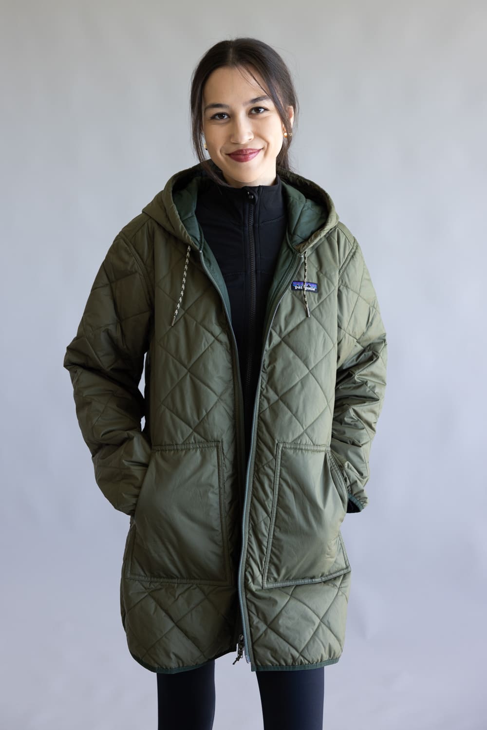 Patagonia Women's Diamond Quilted Parka in Basin Green | 27710