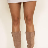 Pierre Dumas Solo Knee High Lug Boots for Women in Taupe