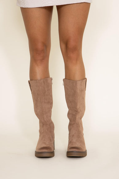 Pierre Dumas Solo Knee High Lug Boots for Women in Taupe