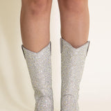 Pierre Dumas Wilder Rhinestone Cowboy Boots for Women in Silver