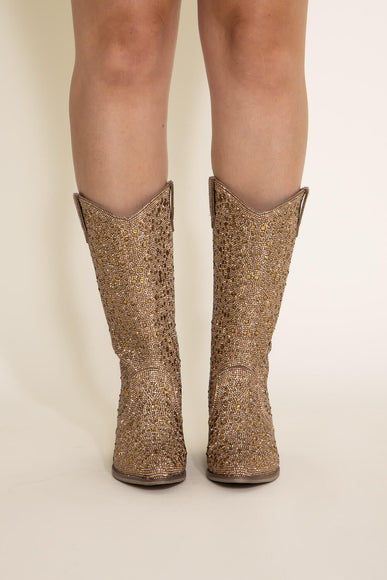 Pierre Dumas Wilder Rhinestone Western Boots for Women in Gold