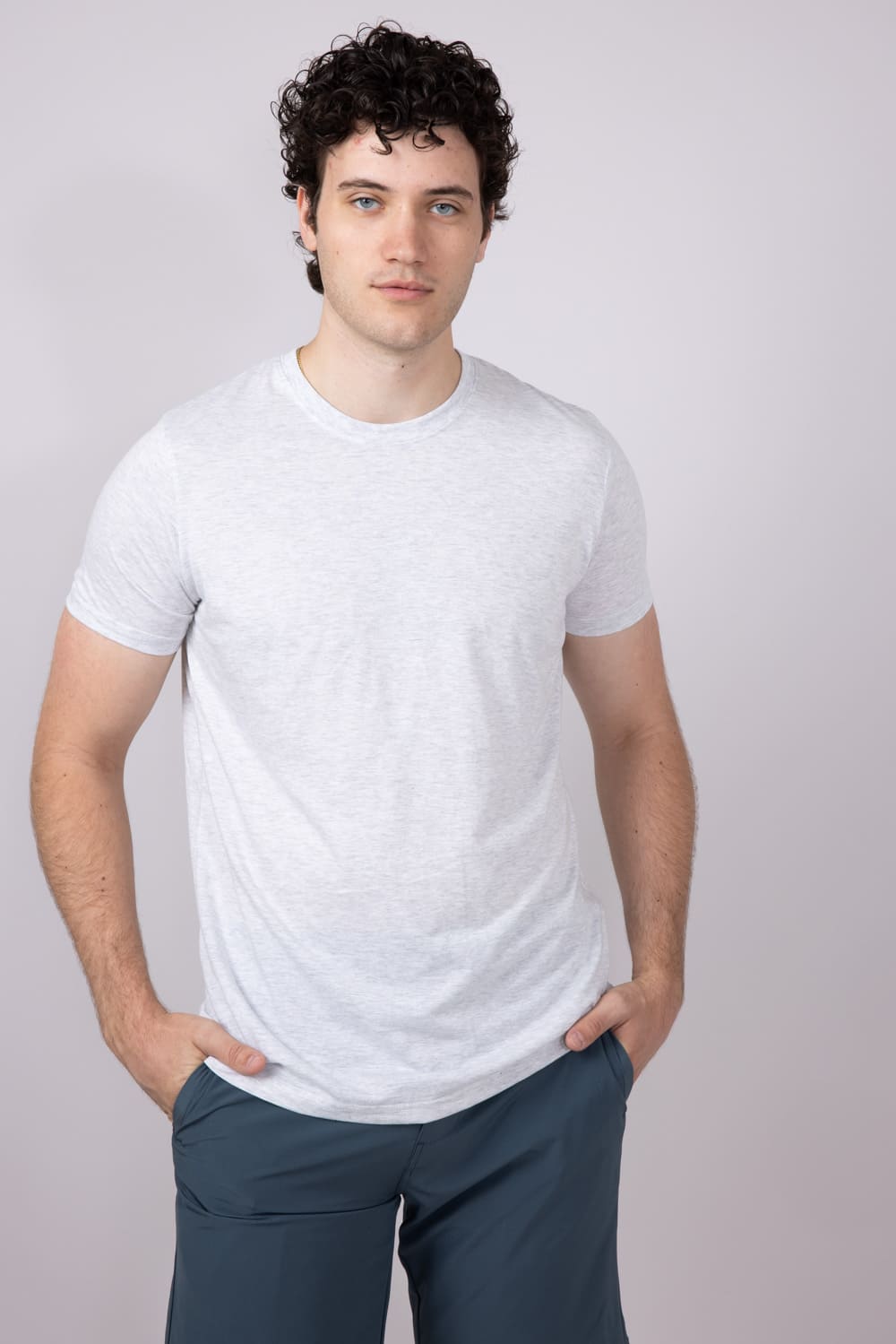 Basic Crewneck T-Shirt for Men in Speckled White