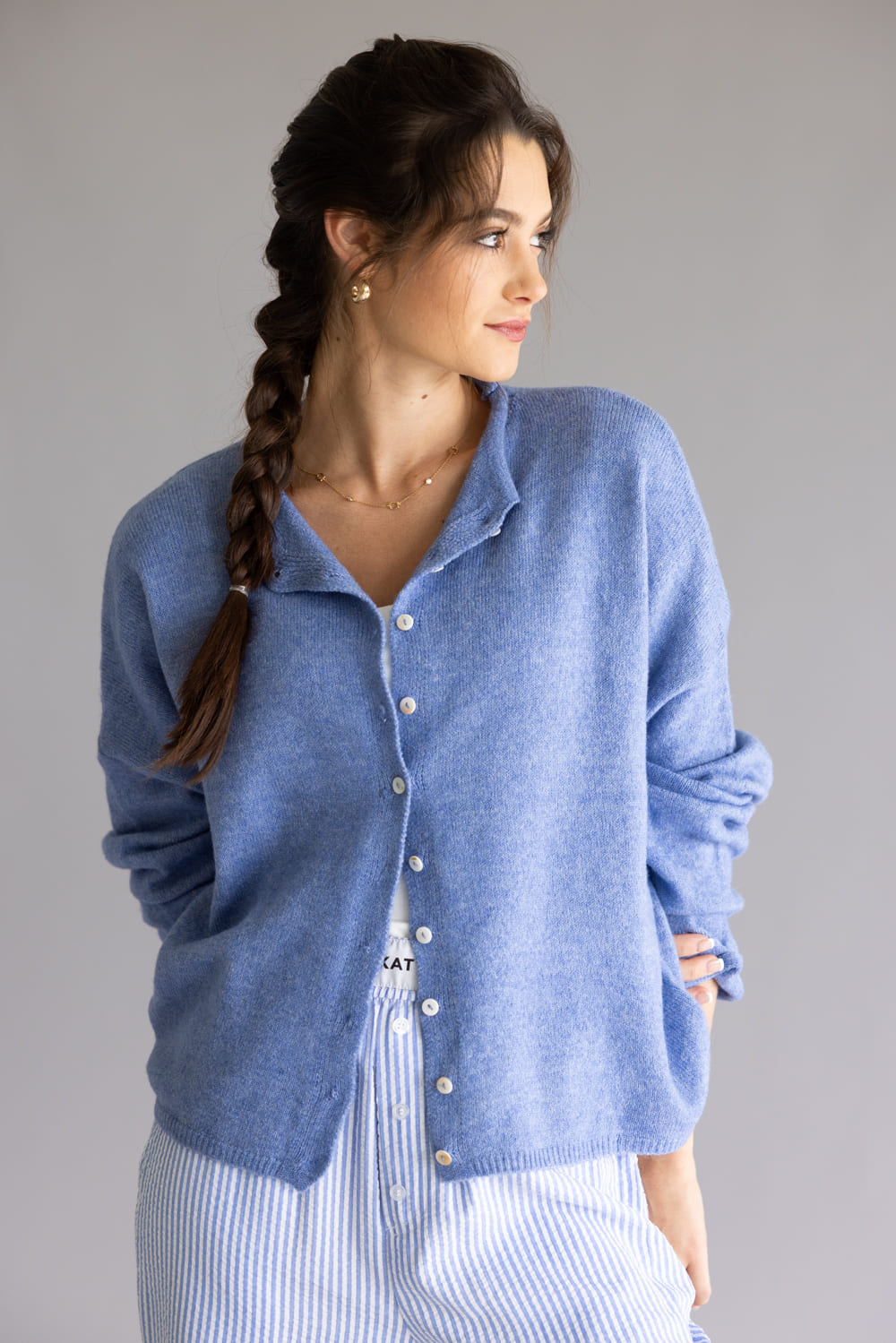 Things Between Piper Cardigan for Women in Dusty Blue