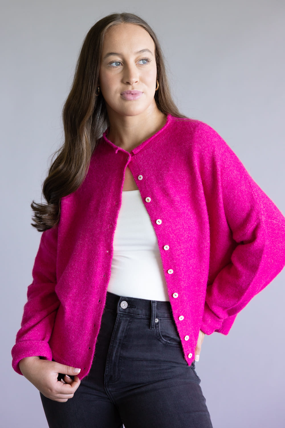 Things Between Piper Cardigan for Women in Fuchsia Pink