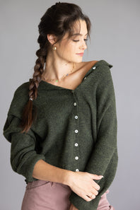 Things Between Piper Cardigan for Women in Hunter Green