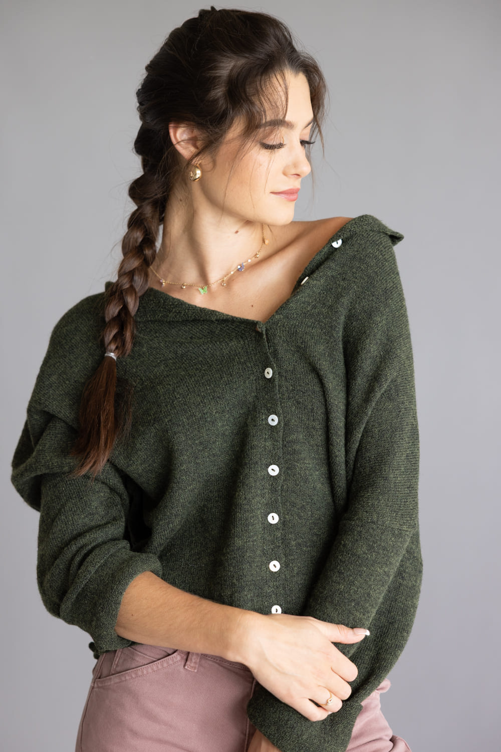 Things Between Piper Cardigan for Women in Hunter Green