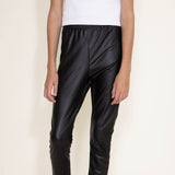 Youth Leather Leggings for Girls in Black