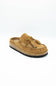 Project Cloud Calipso Suede Mules for Women in Honey Brown