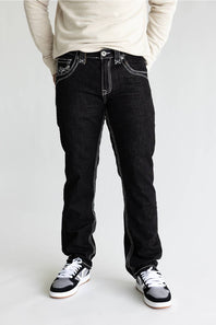 Pure Luck Edge Straight Leg Jeans for Men in Black