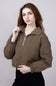 Quilted Puffer Quarter Zip for Women in Cocoa Brown