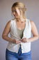 Button Front Linnen Vest for Women in Natural