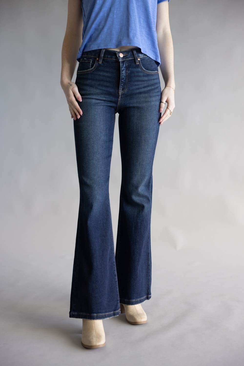  Risen High Rise Tummy Control Flare Jeans for Women 