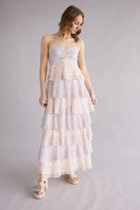 Tiered Floral Ruffle Maxi Dress for Women in Multi