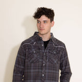 Western Woven Plaid Shirt for Men in Grey