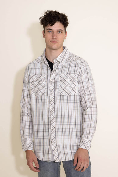 Western Woven Plaid Shirt for Men in Off White