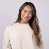 Relaxed Fit Stretch Crewneck for Women in Beige