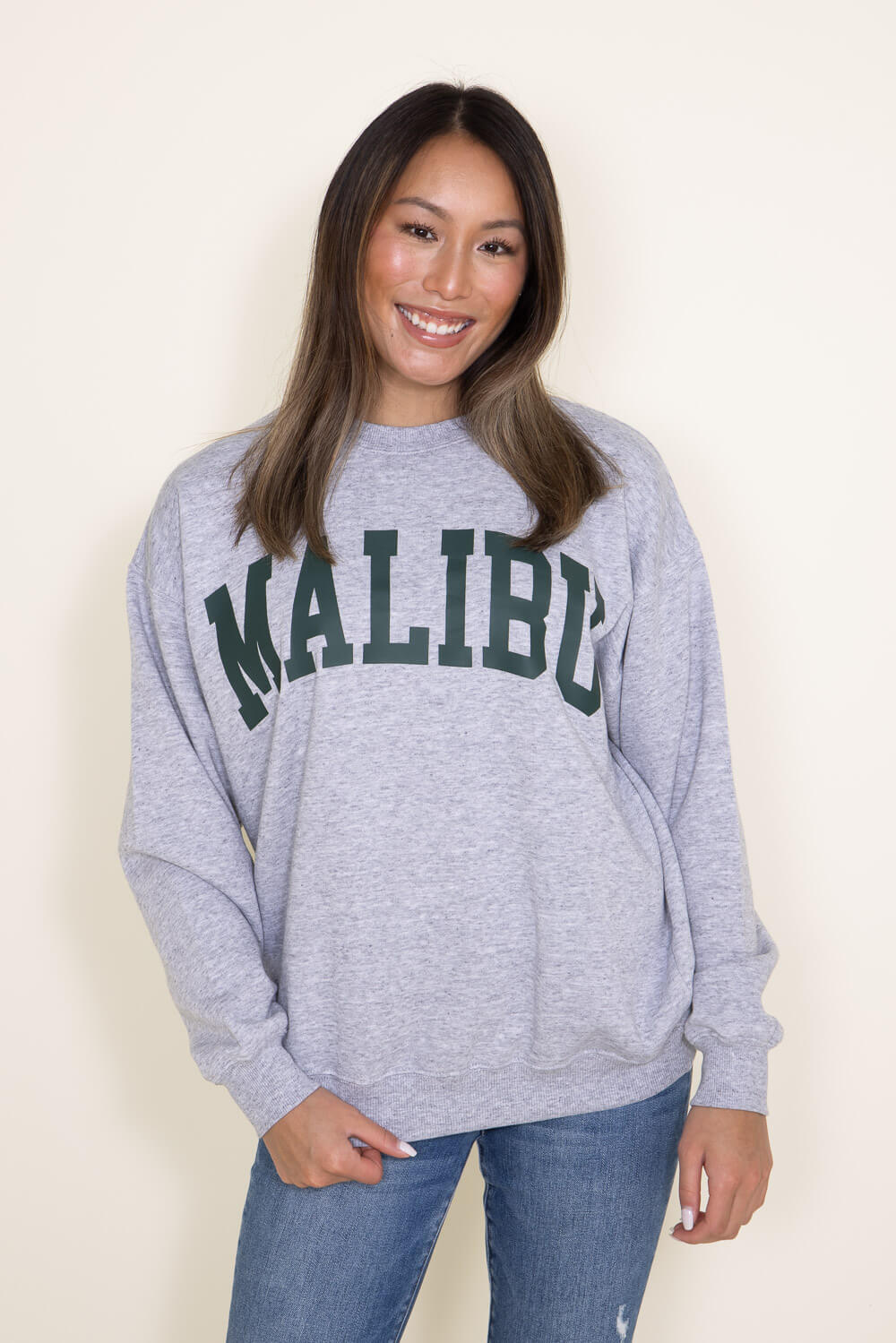 Malibu Fleece Sweatshirt for Women in Light Grey