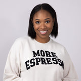 More Espresso Chenille Patch Fleece Crewneck for Women in Beige