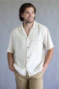 Rhythm Linen Whip Stitch Woven Shirt for Men in Natural