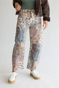 Risen High Rise Paisley Cropped Barrel Pants for Women