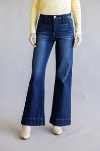 Risen High Rise Tummy Control Wide Leg Jeans for Women