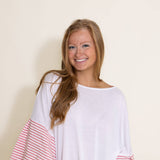 Ruffle Sleeve Cover Up Top for Women in White and Pink