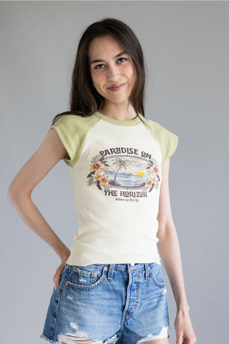 Billabong Horizon Raglan Knit T-Shirt for Women in Cactus 