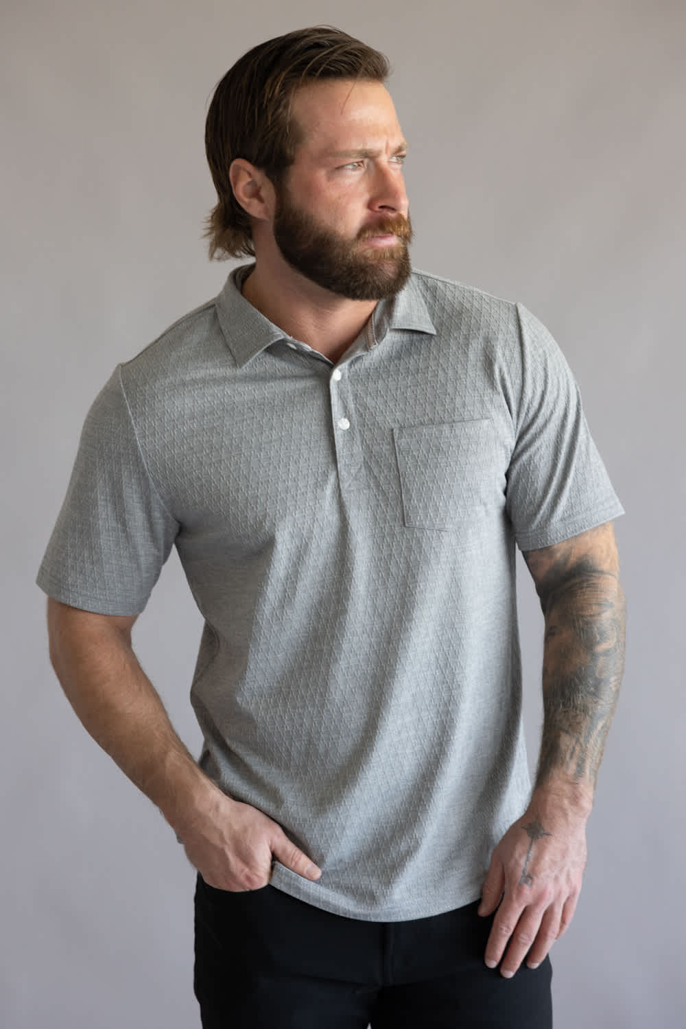 Weatherproof Vintage Diamond Polo Shirt for Men in Heather Grey