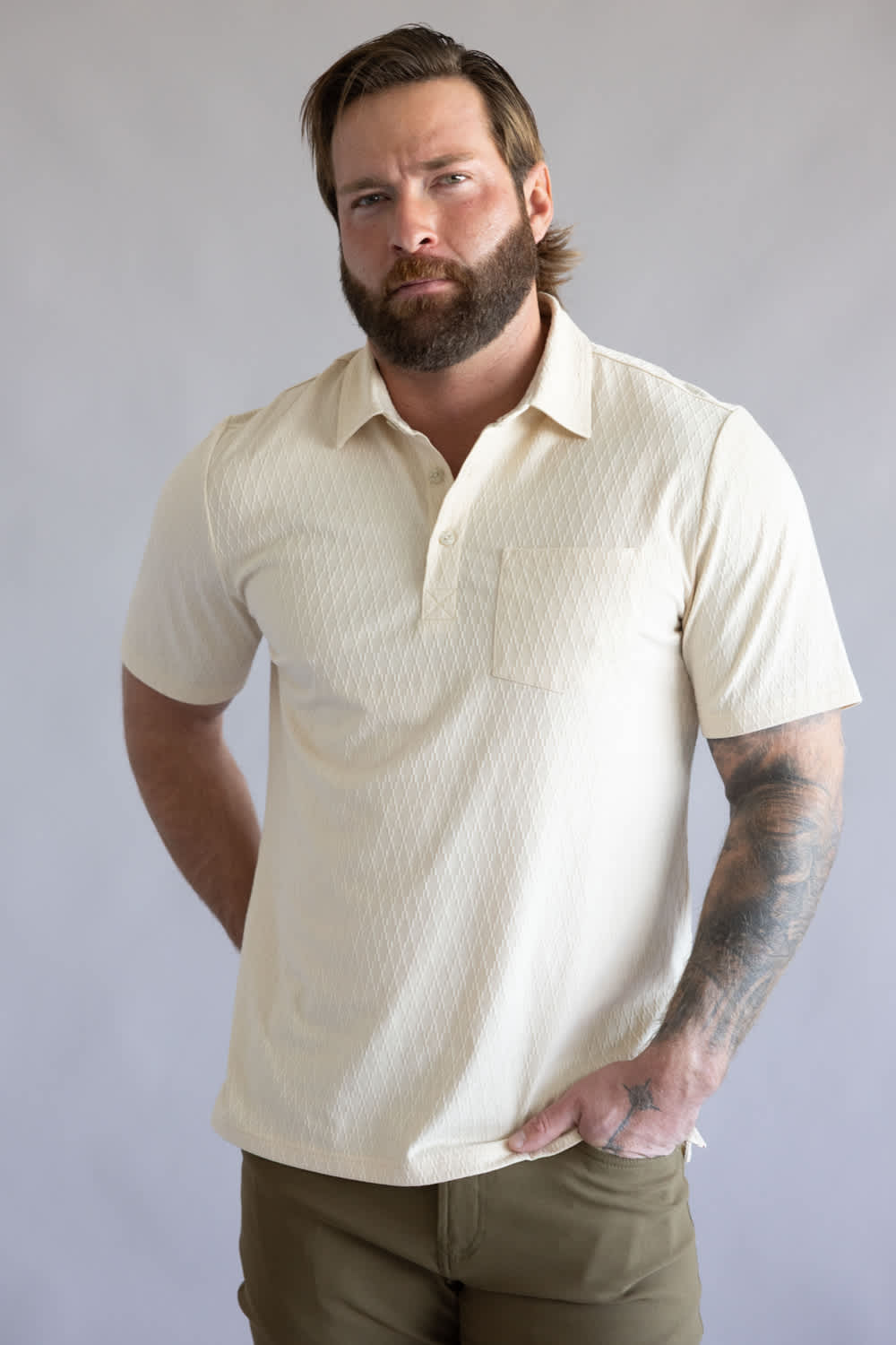 Weatherproof Vintage Diamond Polo for Men in Turtle Dove | S2631798GK-TURTLE DOVE