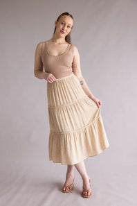 Scallop Tank Top for Women in Light Taupe