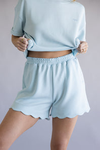 Simply Southern Scalloped Shorts for Women in Robins Egg Blue