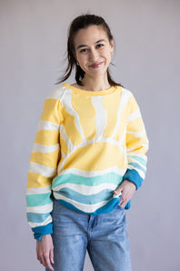 Simply Southern Sea and Sun Patchwork Crewneck for Women in Multi