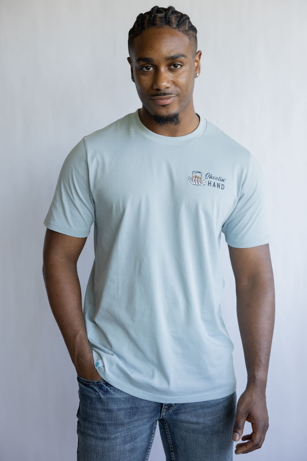 Sendero Provisions Shootin Hand T-Shirt for Men in Sky Blue