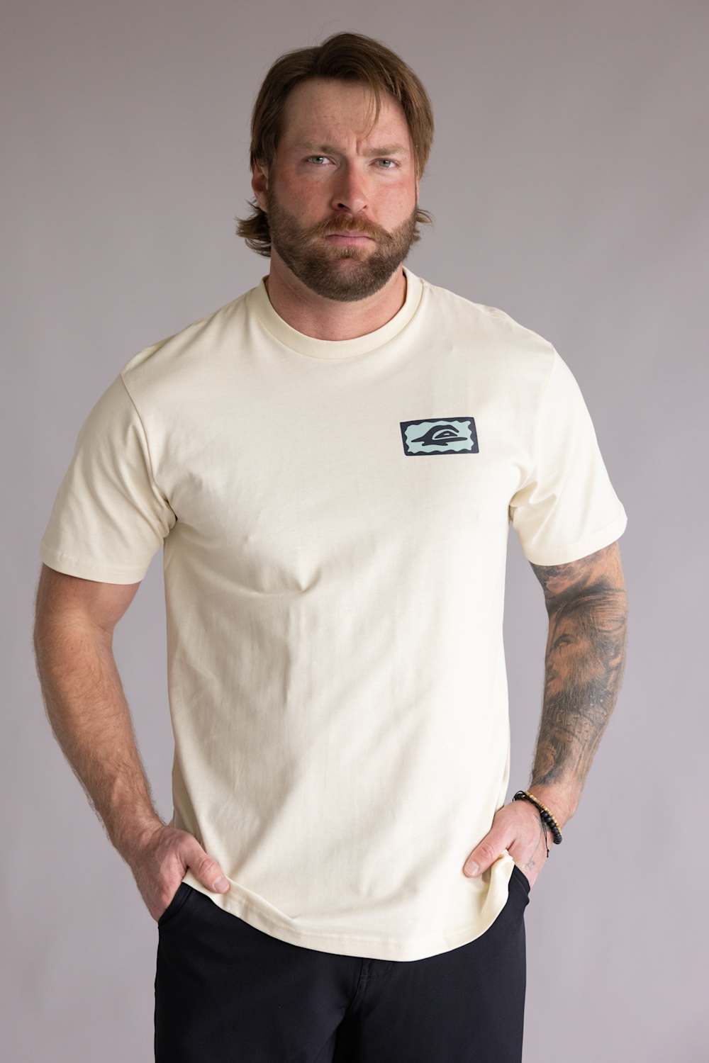 Quicksilver Serenity Splash T-Shirt for Men in Bone White 