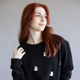 Simply Southern Embroidered Dilara Ghost Crewneck for Women in Black