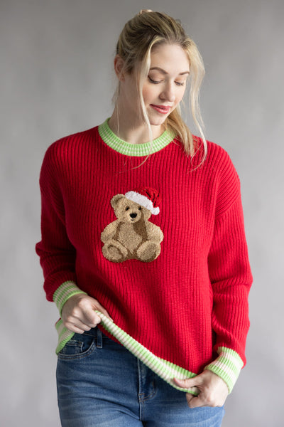 Simply Southern Harper Teddy Sweater for Women in Red