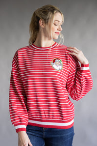  Simply Southern Santa Baby Varsity Crew Sweatshirt for Women in Red 