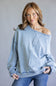 Simply Southern Drop Shoulder Pullover for Women in Denim 