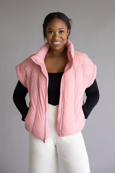 Simply Southern Lottie Puffer Vest for Women in Pink