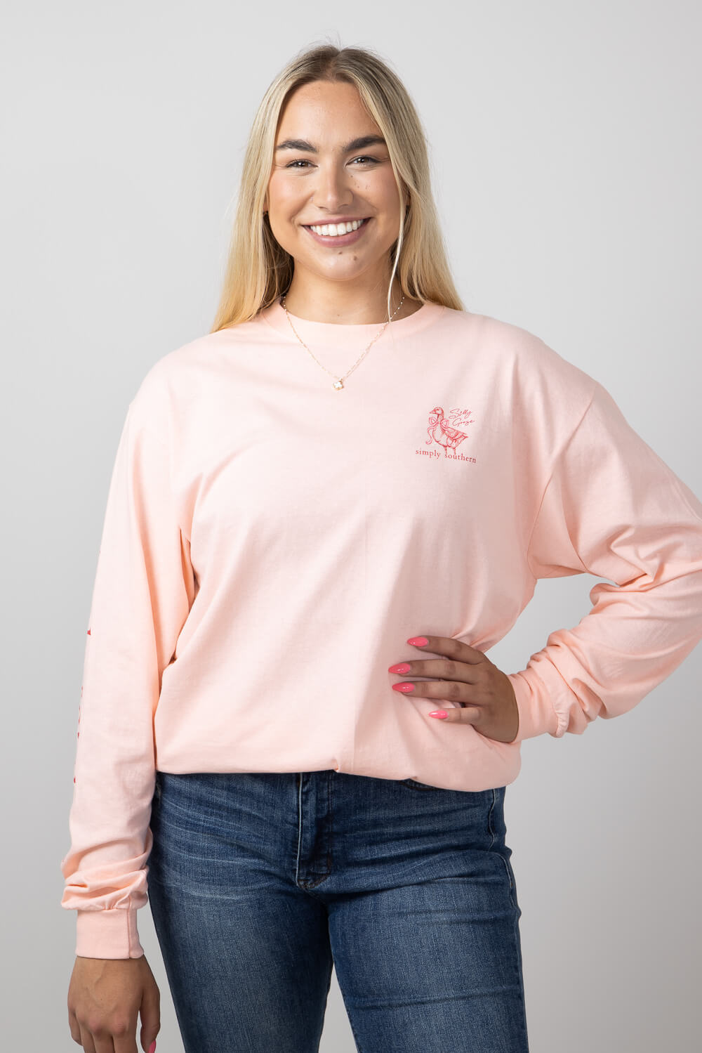 Simply Southern Long Sleeve Silly Goose TShirt for Women in Reef LS