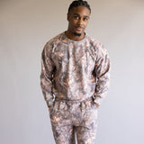 Simply Southern Camo Fleece Crewneck for Men in Brown