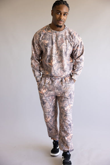 Simply Southern Camo Fleece Crewneck for Men in Brown