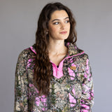 Simply Southern ¼ Zip Fleece Pullover for Women in Pink Camo