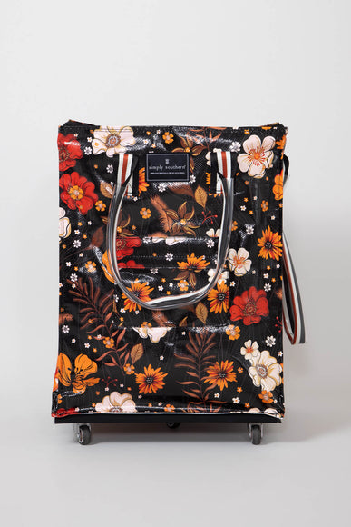 Simply Southern Rolling Tote Bag in Black Floral